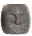 Porte-bougie ceramique face gris - 8x7x8 cm