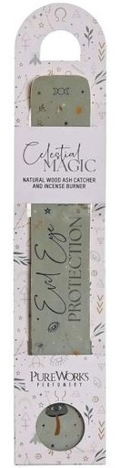 Support encens mangue résine "evil eye protection" 6x1x30 cm