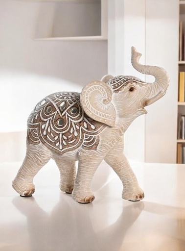 Figurine éléphant beige et miroir