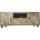 Meuble tv en bois sculpté de "bundelkhand"