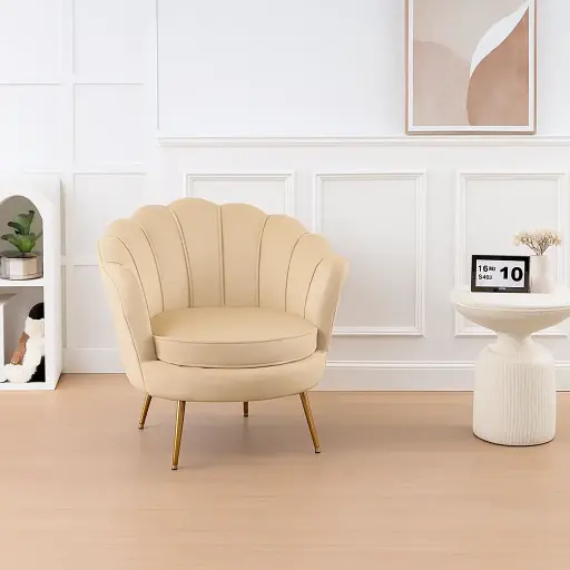 Fauteuil velours "louna" biscuit