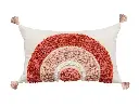 Coussin modern arc tufts beige/rouge 30x50cm