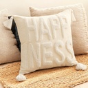 Coussin "happiness" blanc cassé - 45x45 cm 