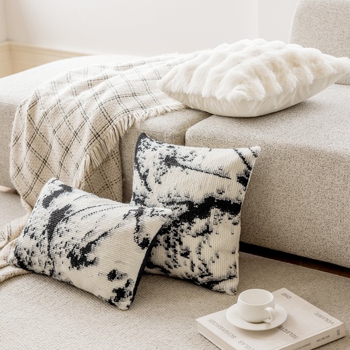 Coussin "bohème raffinée" blanc - 45x45 cm 