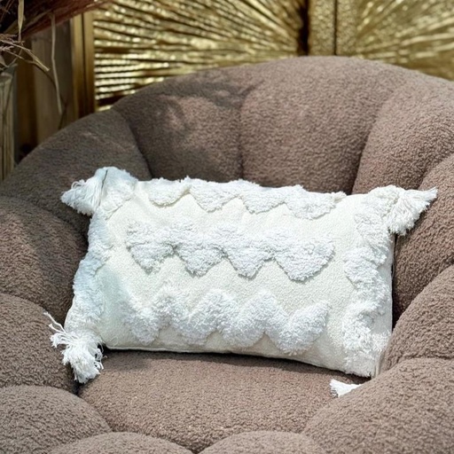Coussin "tissage des rêves" blanc cassé - 30x50 cm 