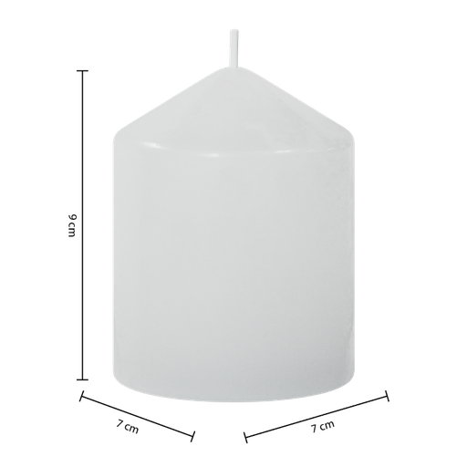 Bougie rond many blanc 7x9