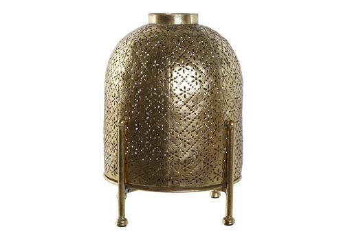 Bougeoir métal verre 19x19x24,5 doré