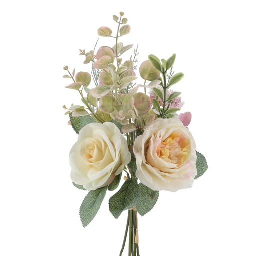 Fleur bouquet rose hortensia euca fougère coloris vert rose et crème
