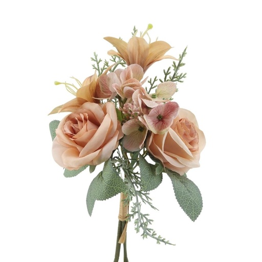 Bouquet lys rose hortensia coloris nude