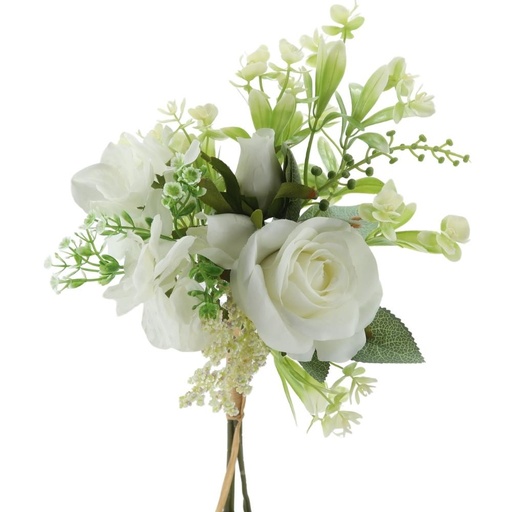 Fleur bouquet coloris blanc hortensia rose boutons de roses feuillages