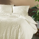 Parure 3 p. 240 x 220 cm microfibre unie tuftee heltie ivoire