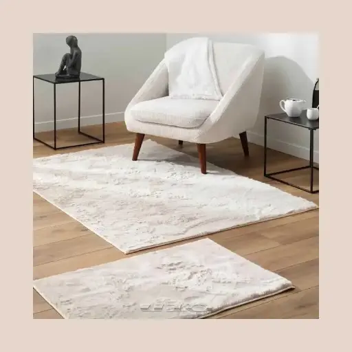 Tapis rectangle 60 x 90 cm imitation fourrure feline naturel