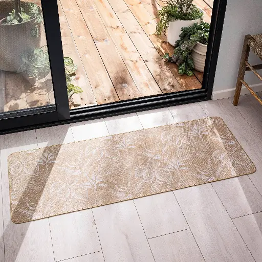 Tapis rectangle 45 x 120 cm tisse imprime stylis blanc