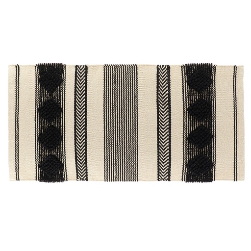Tapis new delhi coton/autres fibres 45x90 cm- noir/ naturel