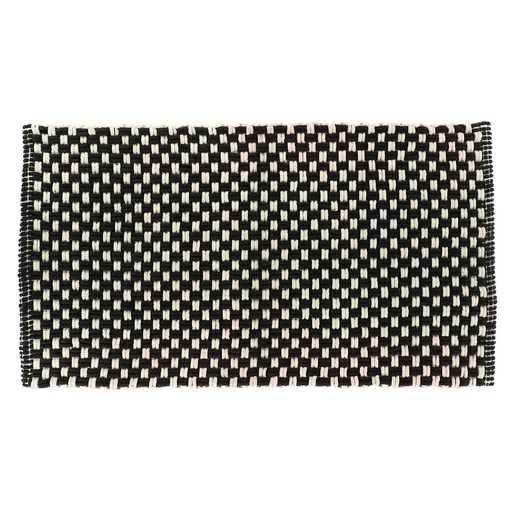 Tapis sucre microfibre/coton aspect maille 45x90cm - noir/naturel