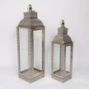 Porte bougie argentée vitré