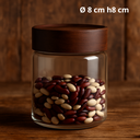 Bocal en verre avec couvercle en acacia Ø 8 cm h8 cm
