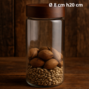 Bocal en verre avec couvercle en acacia Ø 8 cm h20 cm