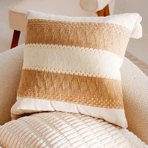 Coussin paola blanc cassé/marron 45x45cm