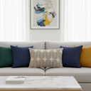 Coussin dehoussable compresse 40 x 60 cm polycoton imprime metallise ondine noir