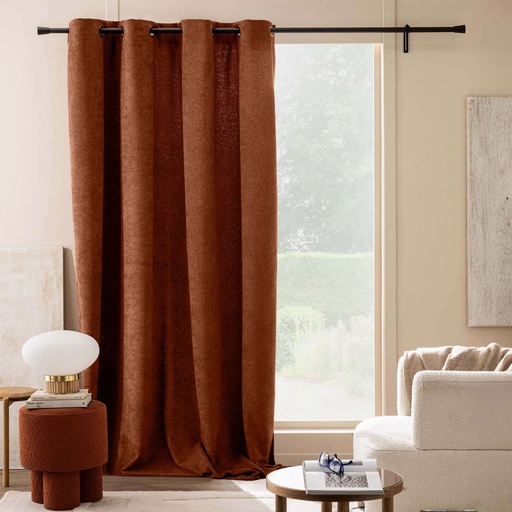 Rideau a oeillets 140 x 260 cm bouclette unie winona terracotta