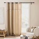 Rideau a oeillets 140 x 240 cm coton/polyester+top tis+pompon everest sable