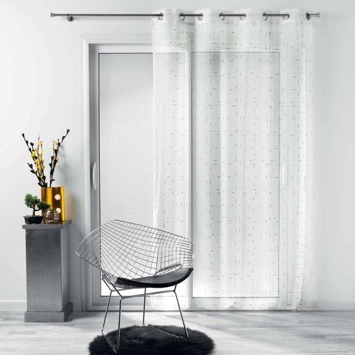 Panneau a oeillets 140 x 240 cm luminette fils metallises dixie blanc/or