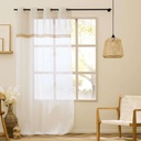 Panneau a oeillets 140 x 240 cm voile sable+top tisse+jute louane