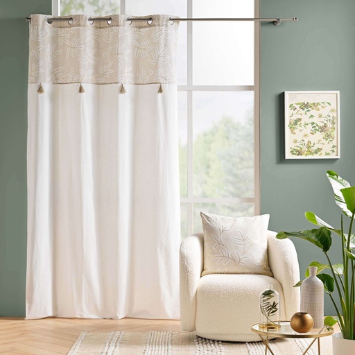 Rideau a oeillets 140 x 240 cm coton/polyester+top met+pompon altea