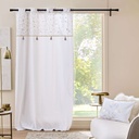 Rideau a oeillets 140 x 240 cm coton/polyester+top met+pompon duchesse