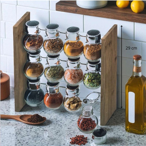Rack à épices x12 droit en bambou  