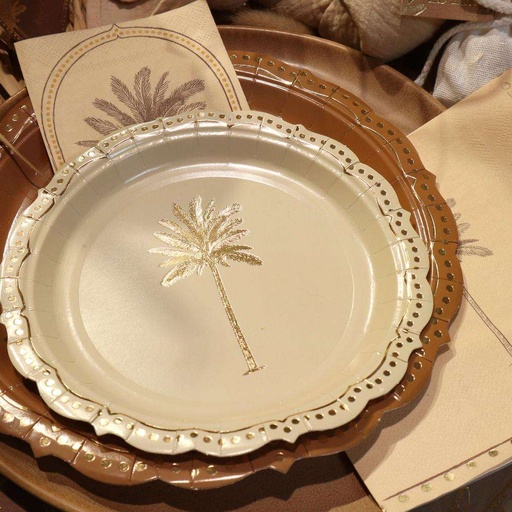 8 Petites Assiettes Parfum d'Orient Carton Crème et Or Ø18cm