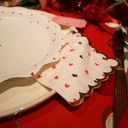 20 Serviettes Cocktail Lovely Time Papier Blanc, Rouge et Or 24x24cm - 3 Plis