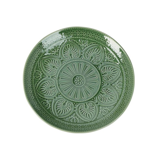 Assiette faience dia 265mm vert