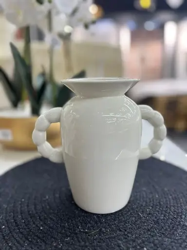 Vase à fleurs anses torsadé blanc