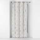 Rideau a oeillets 140 x 260 cm polyester imprime metallise sunny gold