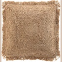 Coussin franges 45 x 45 cm jute uni coton