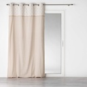 Rideau a oeillets 140 x 240 cm polycoton uni+top imprime+jute bahina blanc