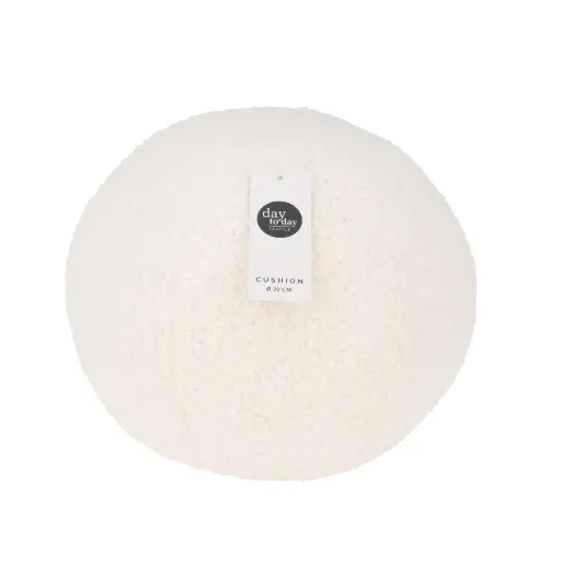 Coussin boule velours dia 20cm blanc 