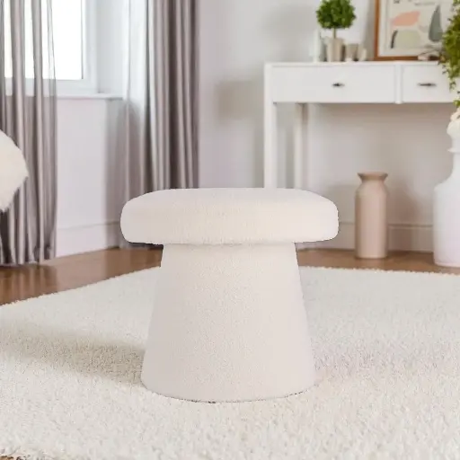 Pouf champignon 43cm blanc