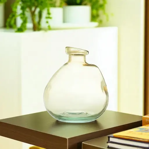 Vase verre 14x16cm  jaune