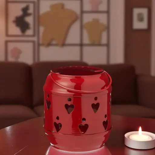 Lanterne à réchaud rouge coeur 85mm  