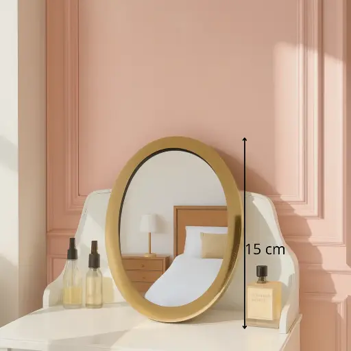 Miroir métal bord d'or  Ovale