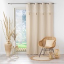 Rideau a oeillets 140 x 240 cm coton uni+top imp. met.+pompon rafina