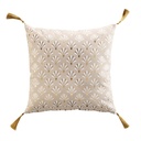 Coussin dehous. compr. pompons 40 x 40 cm coton imp. metallise rafina des. place
