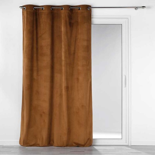 Rideau a oeillets 140 x 260 cm velours cotele uni casual camel