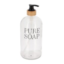 Distributeur savon verre/bambou pure soap 1l - transparent