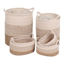 Set de 5 panieres matiere naturelle/polyester/coton - naturel/beige