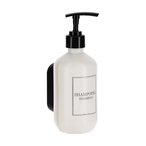 Distributeur pour shampoing plastique 380 ml avec support mural a fixer ou 3m - blanc
