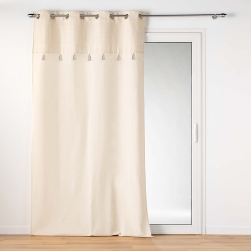 Rideau a oeillets 140 x 240 cm coton/polyester+top met+pompon izigold